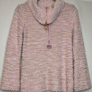 Soft Surroundings Sweater XS Pink 1/2-Zip Cowl Shawl Collar Cozy Pullover